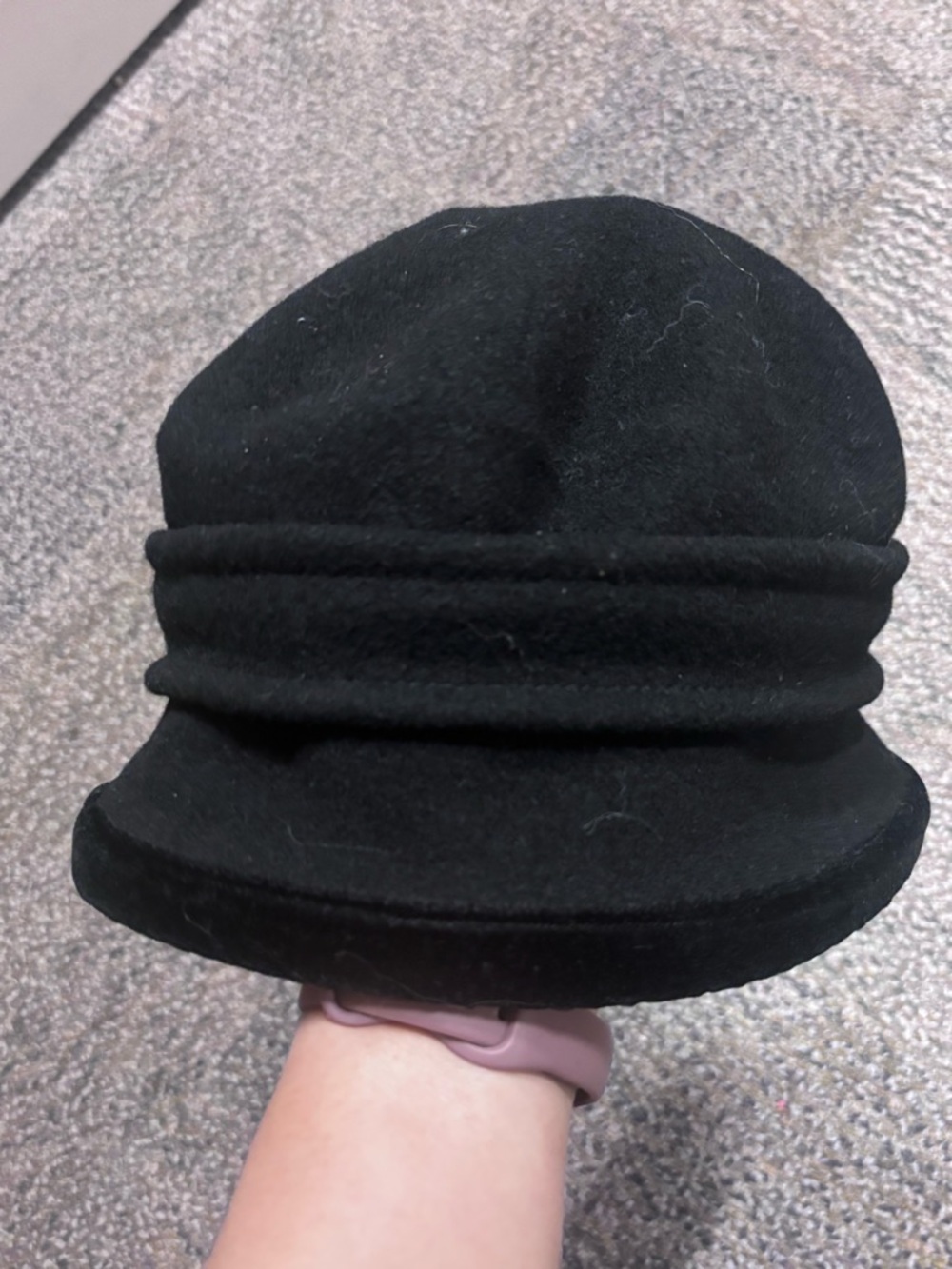 Vintage Parkhurst 100% Wool Velvet Trim Hat Made In Canada Black